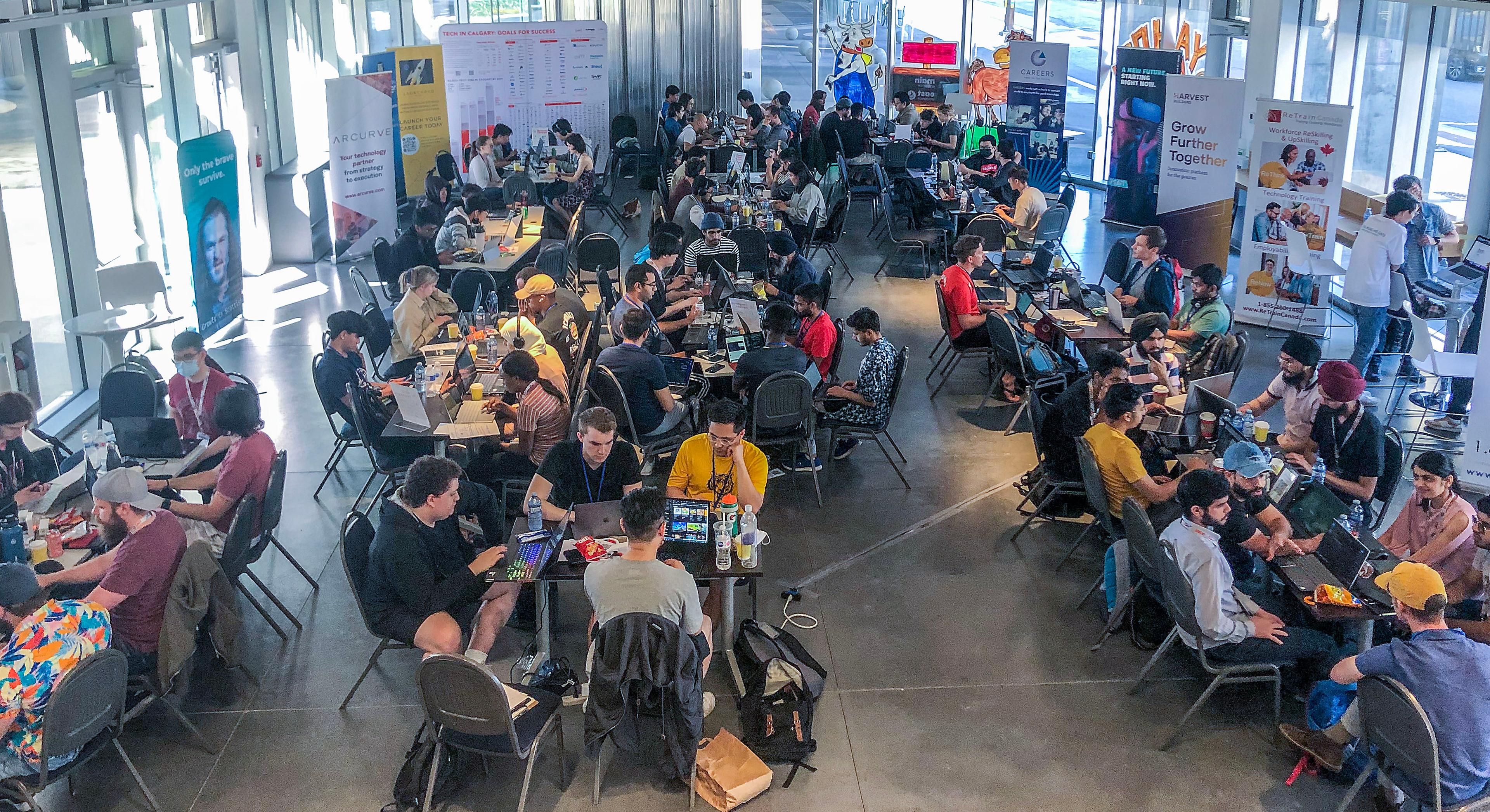 Overhead image of hackathon 2022